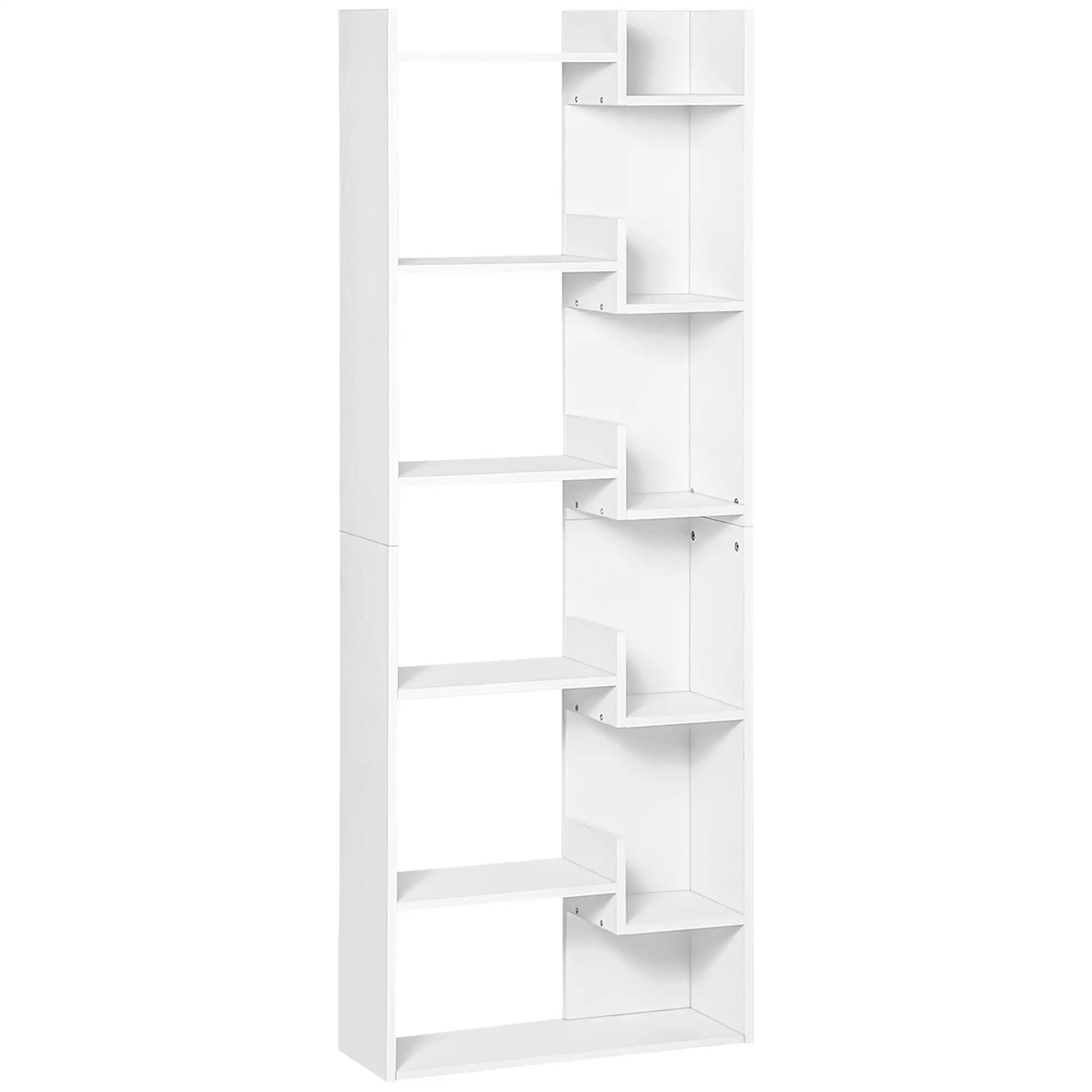 6-Tier Tall Bookcase, Modern Storage Bookshelf, White Display Bookshelves White at Gallery Canada