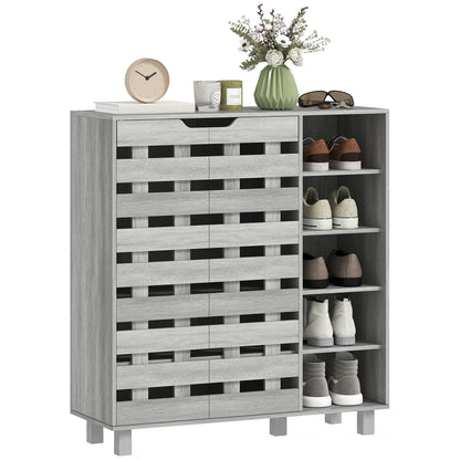 21 Pair Shoe Cabinet, 5-Tier Double Door, Light Grey Shoe Storage Cabinets & Racks at Gallery Canada