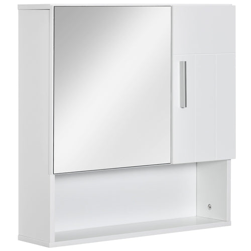 Bathroom Mirror Cabinet, Wall Mounted Medicine Cabinet with Double Doors and Adjustable Shelf, White