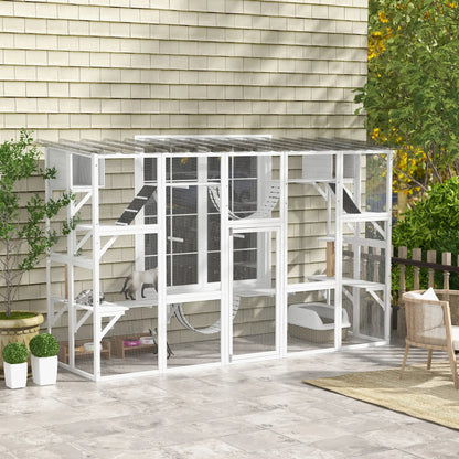 Large Outdoor Catio, Condos, Platforms, Doors, Ladders, Weather-Resistant Roof, White Outdoor Cat Enclosures at Gallery Canada