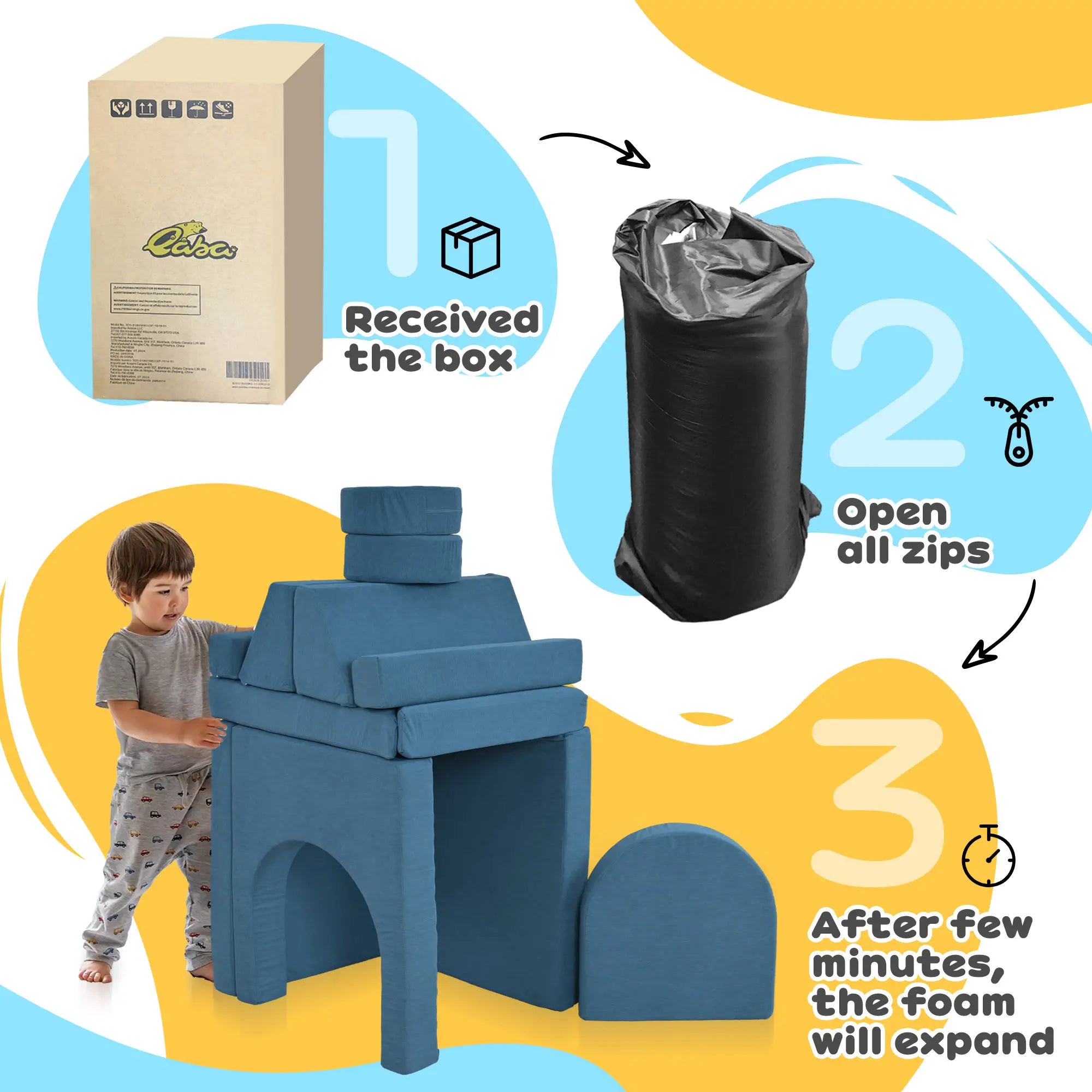 12-Piece Modular Kids Play Couch, Convertible Sofa, Blue Kids Chairs & Seating at Gallery Canada