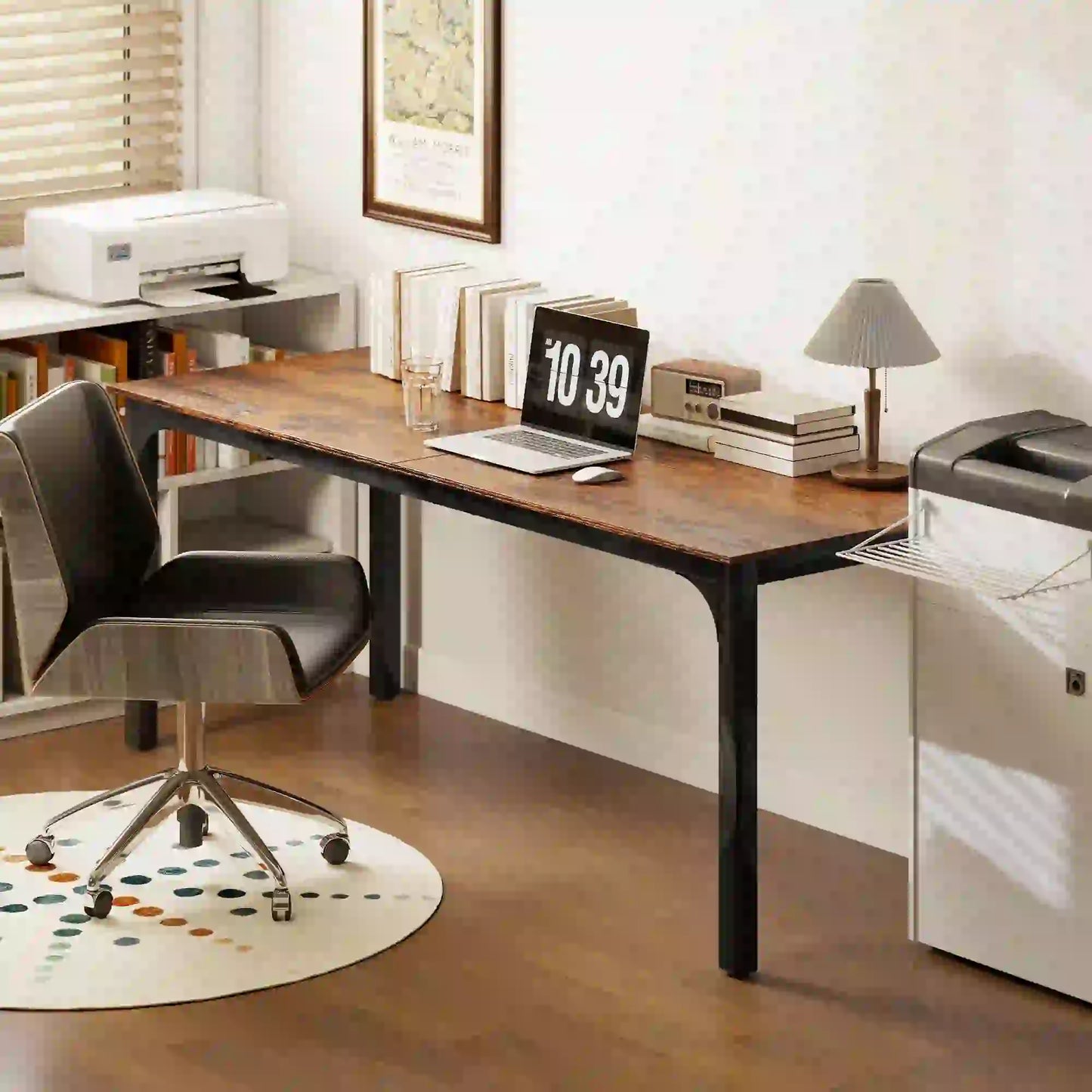79 Inch Computer Desk, Metal Legs, Rustic Brown Computer Desks at Gallery Canada