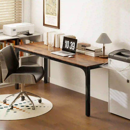 79 Inch Computer Desk, Metal Legs, Rustic Brown Computer Desks at Gallery Canada