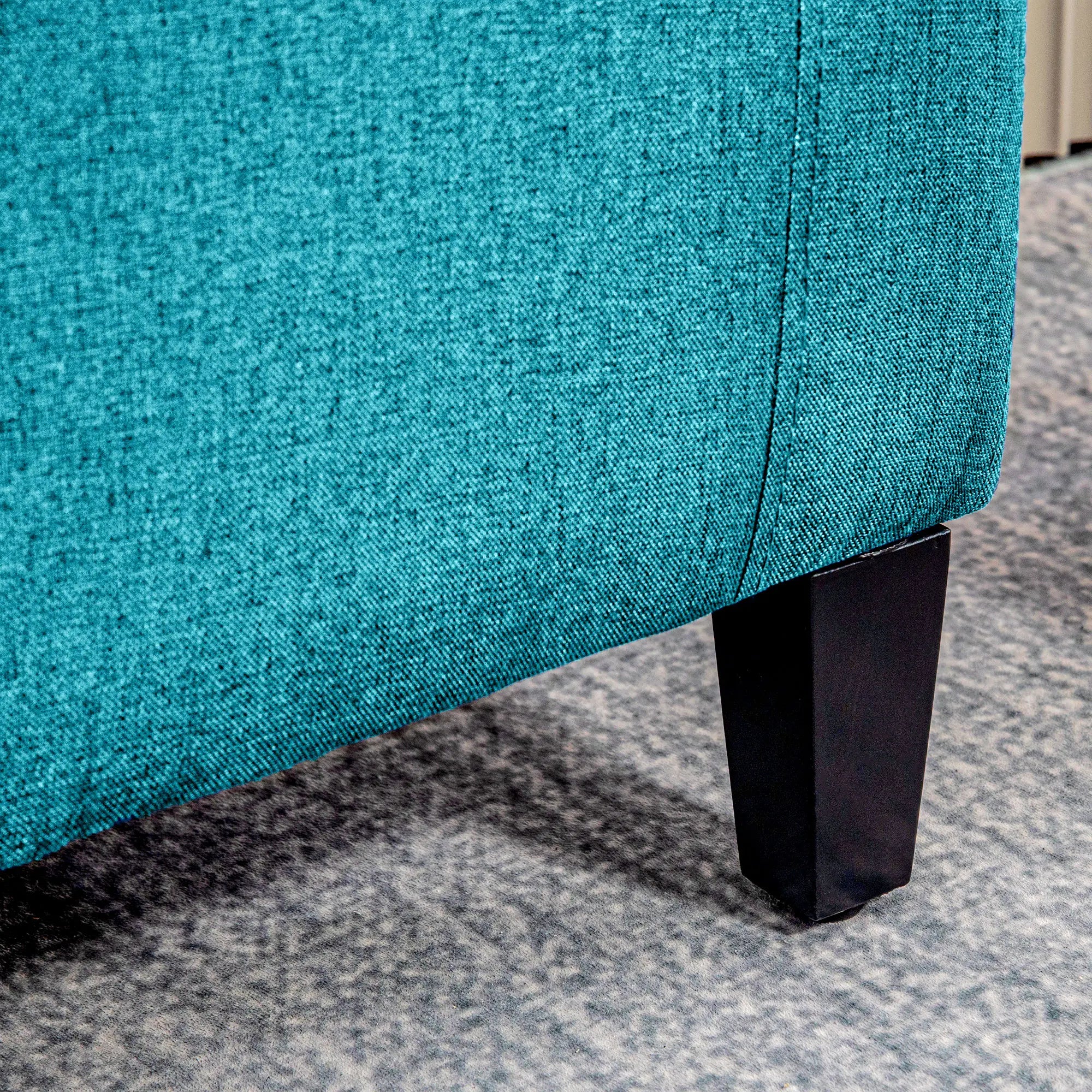 Linen Upholstered Storage Ottoman Bench, Tufted Design, Green Storage Ottomans & Benches at Gallery Canada