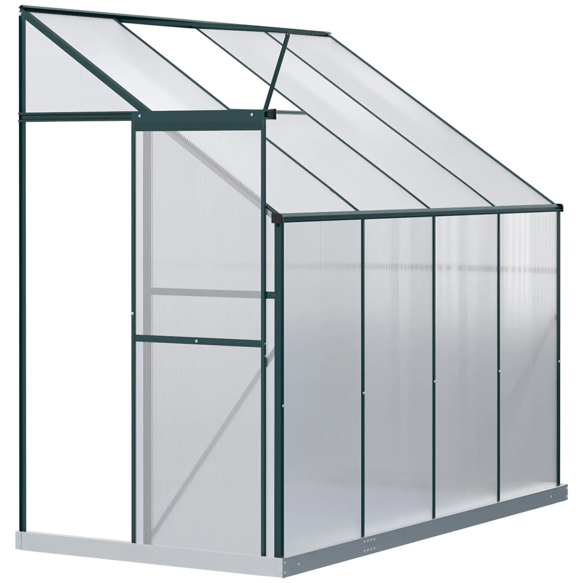 Walk-In Garden Greenhouse, Aluminum Polycarbonate, Roof Vent, 8' x 4' x 7', Silver Walk In Greenhouses Transparent Sheets, Green Frame at Gallery Canada
