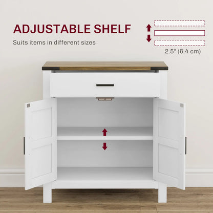 Farmhouse Buffet Cabinet, 1 Drawer, Storage Cabinet, Adjustable Shelf, White Bar Cabinets at Gallery Canada