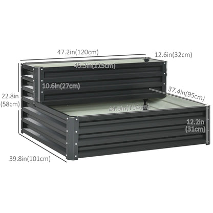 2 Tier Raised Garden Bed, 47" x 40" x 23", Galvanized Steel, Dark Grey Galvanized Planter Boxes at Gallery Canada