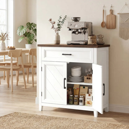 Modern Farmhouse Sideboard Buffet Cabinet, Adjustable Shelf, 2 Doors Storage Cabinets at Gallery Canada