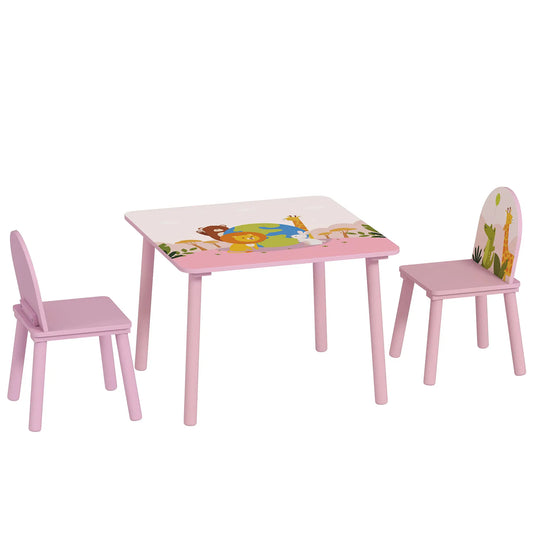Kids Table and Chair Set, Toddler Table and 2 Chairs, Pink Kids Table Sets Pink at Gallery Canada