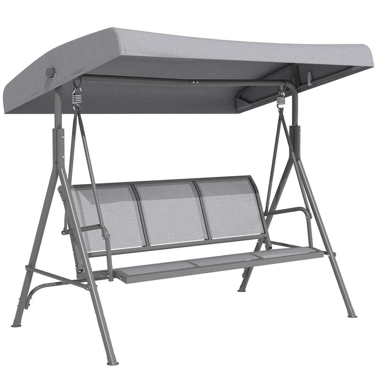 Chaise Balançoire 3 Places, Hamac de Jardin à Cadre en A, Toit Ajustable, Gris