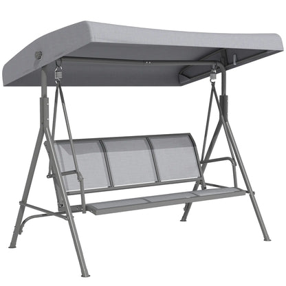 Chaise Balançoire 3 Places, Hamac de Jardin à Cadre en A, Toit Ajustable, Gris