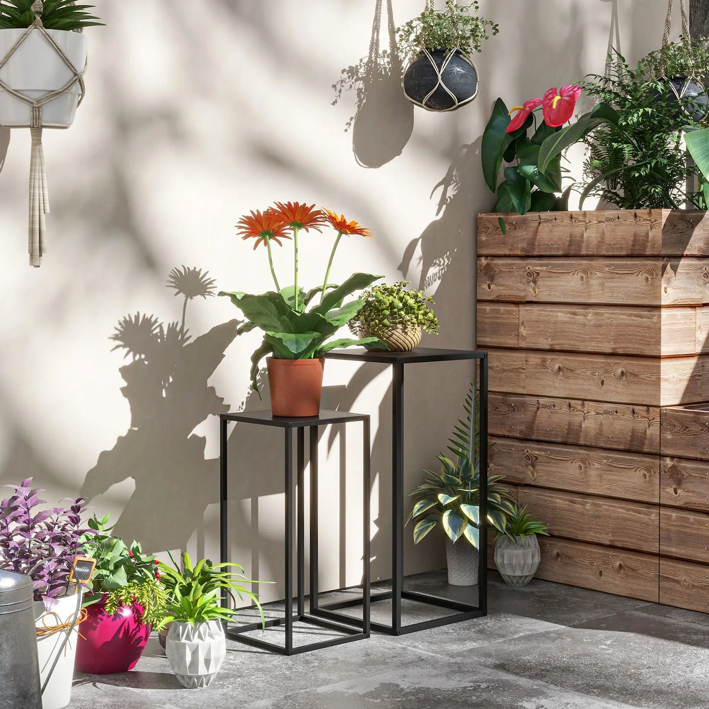 Set of 2 Plant Stands, Decorative Flower Display Holder for Living Room Balcony Plant Stands at Gallery Canada