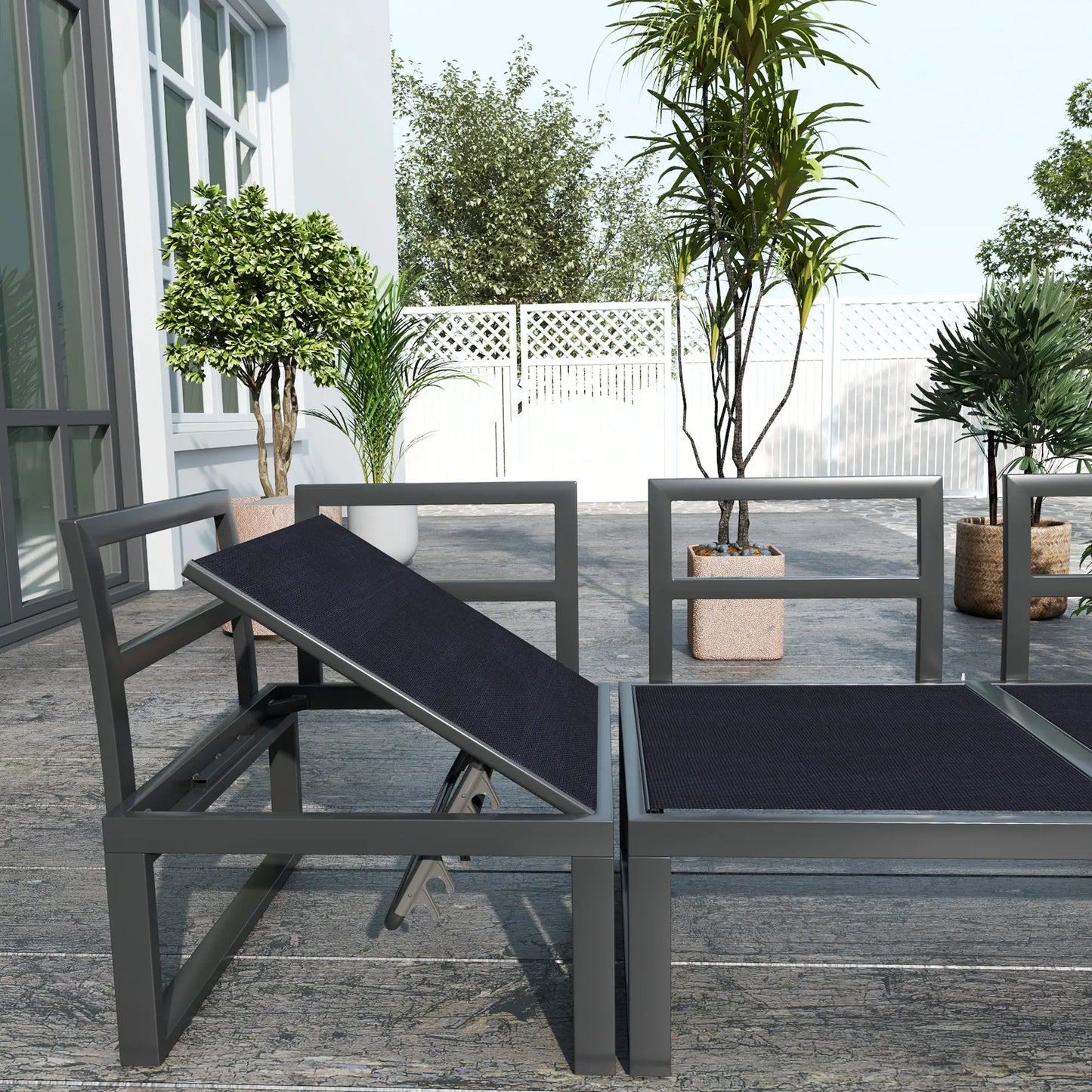 4 Piece Outdoor Patio Furniture Set, 5 Level Reclining Garden Corner Sofa Patio Furniture Sets at Gallery Canada