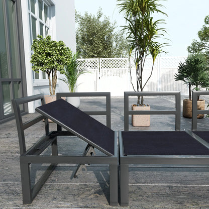 4 Piece Outdoor Patio Furniture Set, 5 Level Reclining Garden Corner Sofa Patio Furniture Sets at Gallery Canada