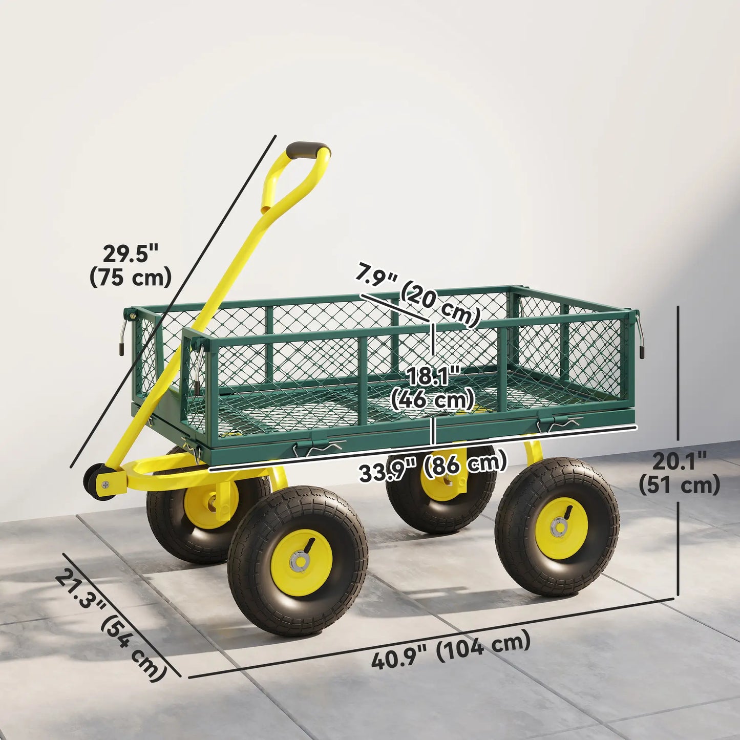 Garden Utility Wagon Cart, Removable Sides, 10" Wheels, Green Folding Garden Carts at Gallery Canada