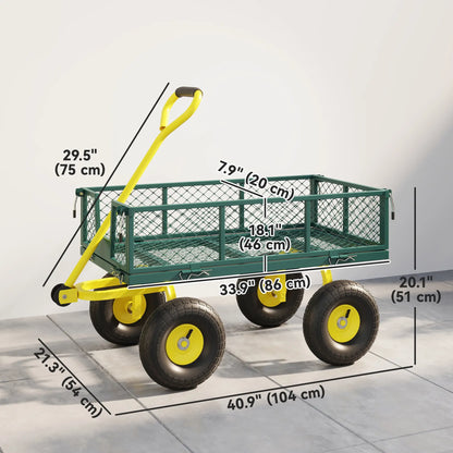 Garden Utility Wagon Cart, Removable Sides, 10" Wheels, Green Folding Garden Carts at Gallery Canada