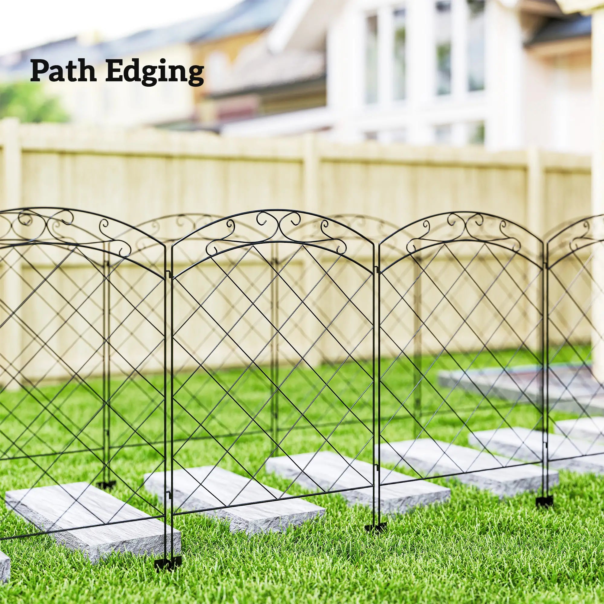 4 Pack Garden Fencing for Yard, Decorative Fence Panels as Animal Barrier and Flower Edging, Circle, Black Garden Fences at Gallery Canada