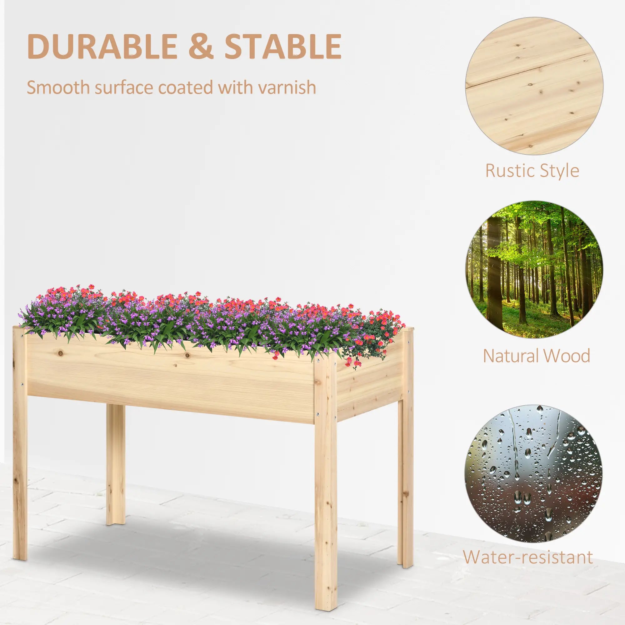 46'' x 24'' Raised Garden Bed, Wooden Elevated Planter Box, Non-Woven Liner Elevated Garden Beds at Gallery Canada