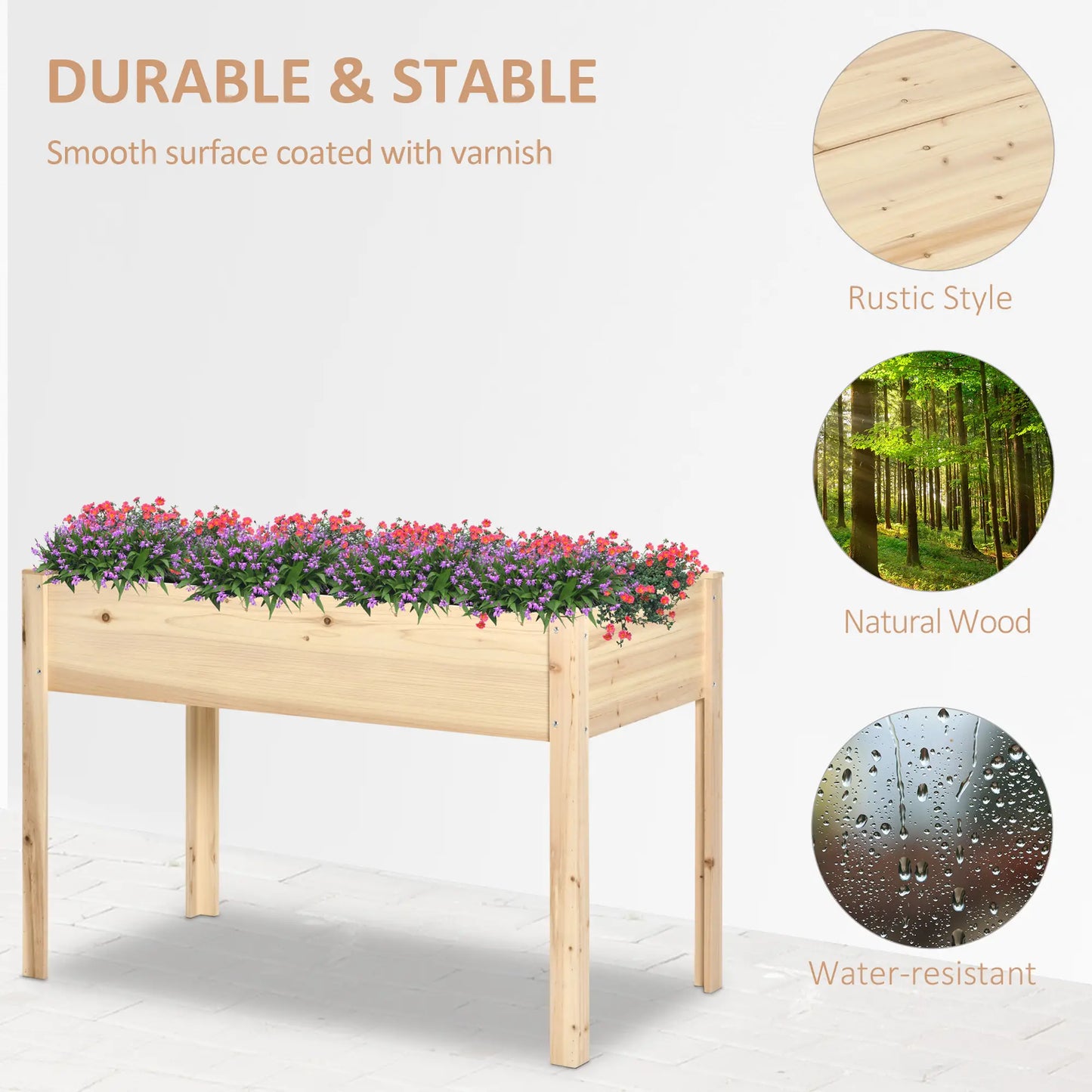 46'' x 24'' Raised Garden Bed, Wooden Elevated Planter Box, Non-Woven Liner Elevated Garden Beds at Gallery Canada