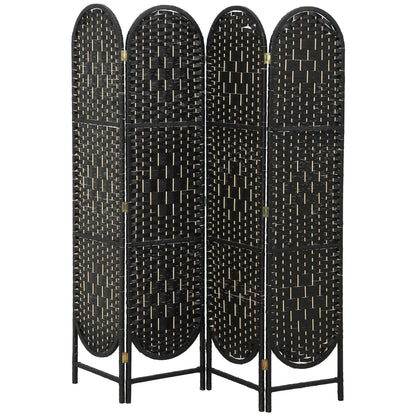 Bohemian Privacy Screen, 4 Panel Folding Room Divider, Arched Top, Black Room Dividers Black at Gallery Canada