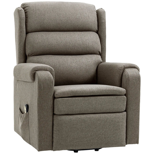 Power Lift Recliner Chair, Remote Control, Footrest, Side Pockets, Brown Electric Power Lift Chairs Brown at Gallery Canada