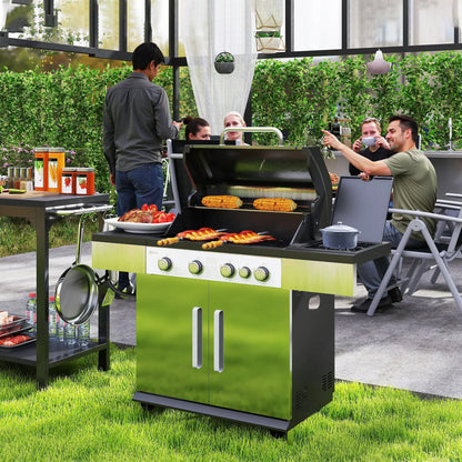 4+1 Burner Liquid Propane Gas Grill, Portable BBQ With Side Burner, Silver Propane Gas Grills at Gallery Canada