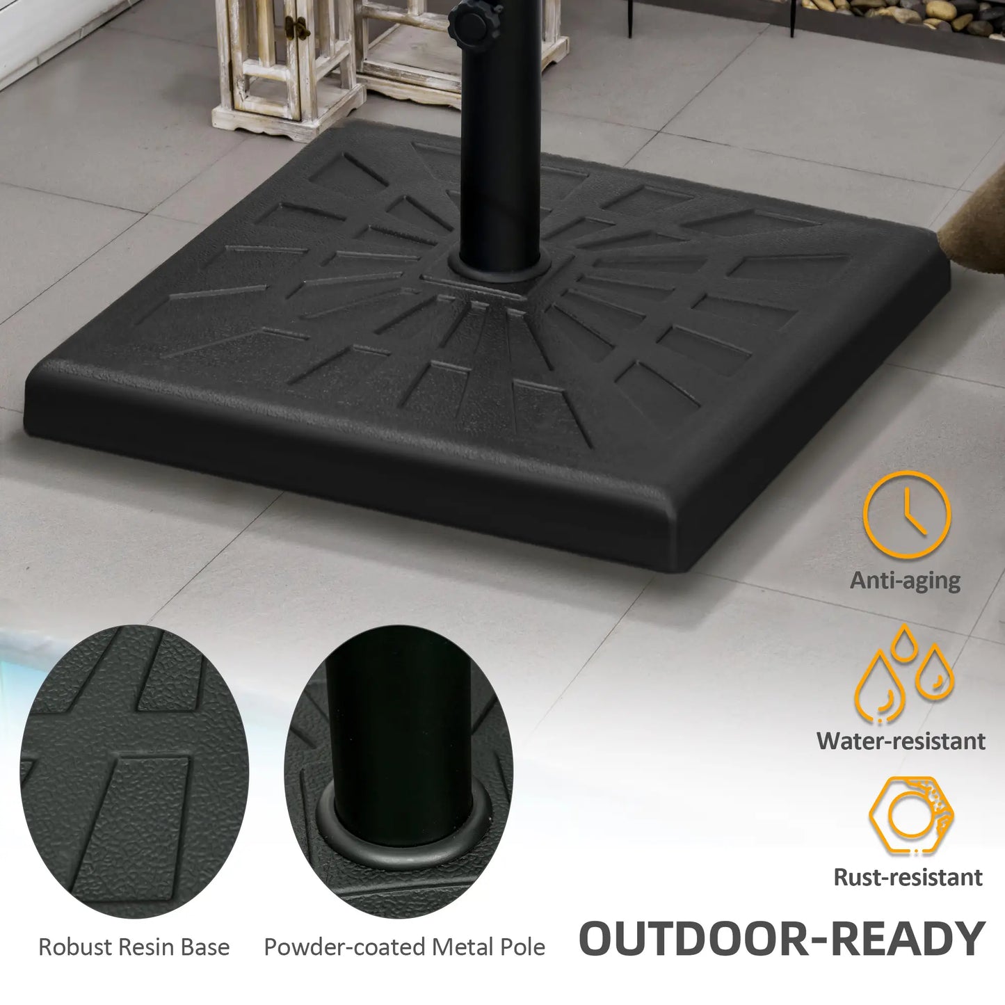 42 lb Heavy Duty Patio Umbrella Stand, 20" Resin Base, Black Umbrella Bases at Gallery Canada