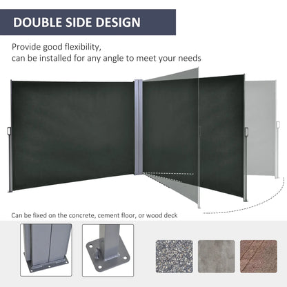 Double Retractable Side Awning, 236" x 63", Outdoor Privacy Wall, Grey Side Awnings at Gallery Canada