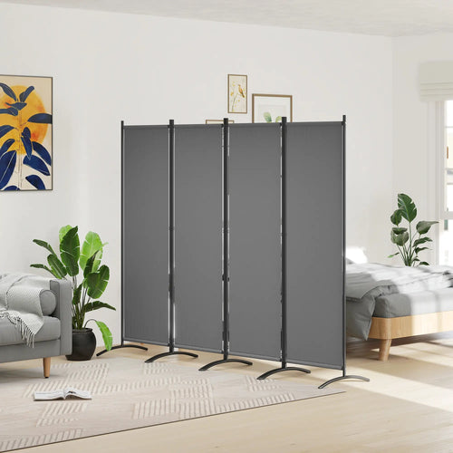 Folding Room Divider, Privacy Screen, 5.6FT Tall, Dark Grey