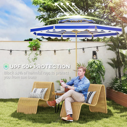 9FT Patio Umbrella, 8 Ribs, Crank, Tilt, UPF 50+, 2-Tier Vent, Blue Sun Umbrellas at Gallery Canada