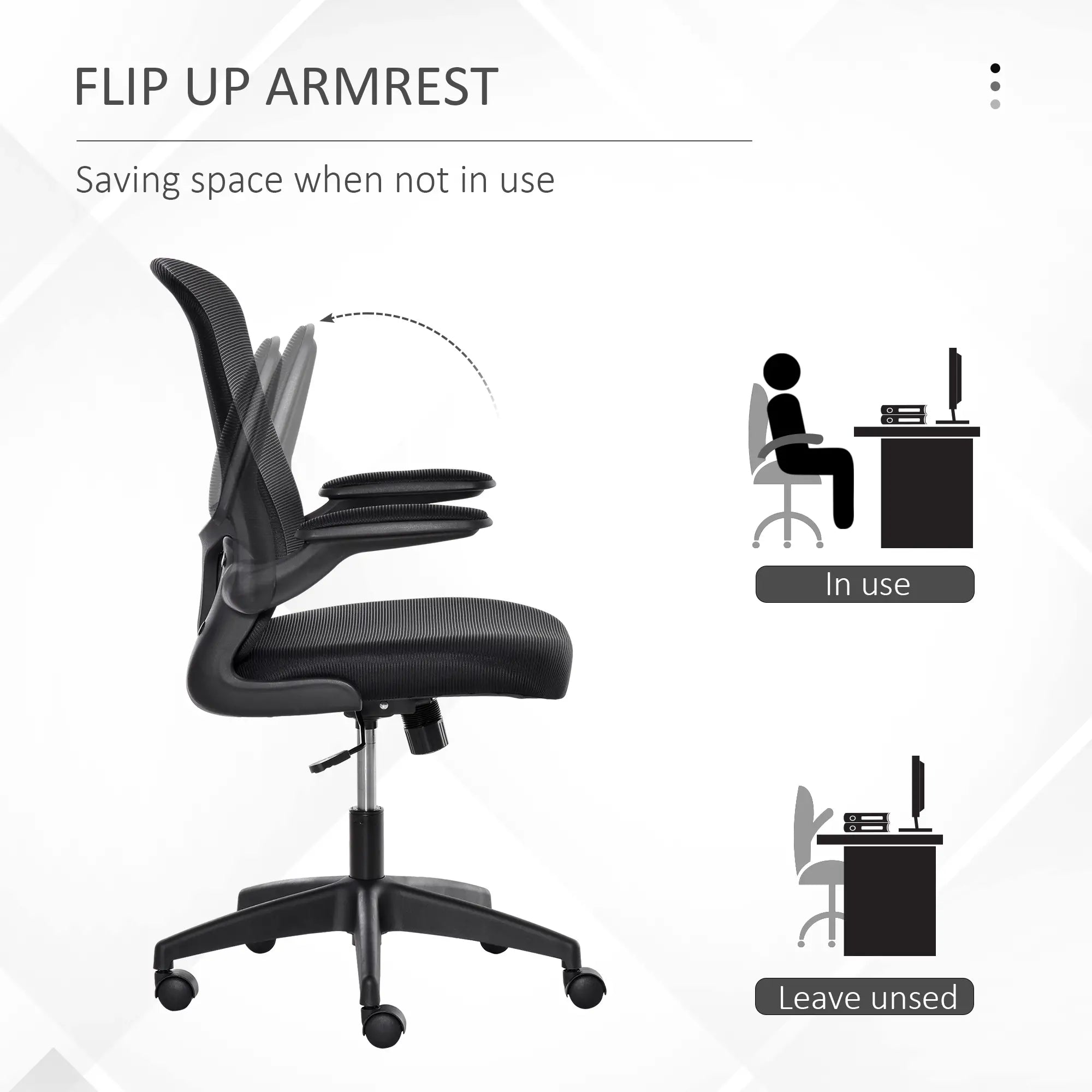 Mesh Office Chair, Swivel Desk Chair, Lumbar Support, Adjustable Height, Flip-Up Arm, Black Office Chairs at Gallery Canada