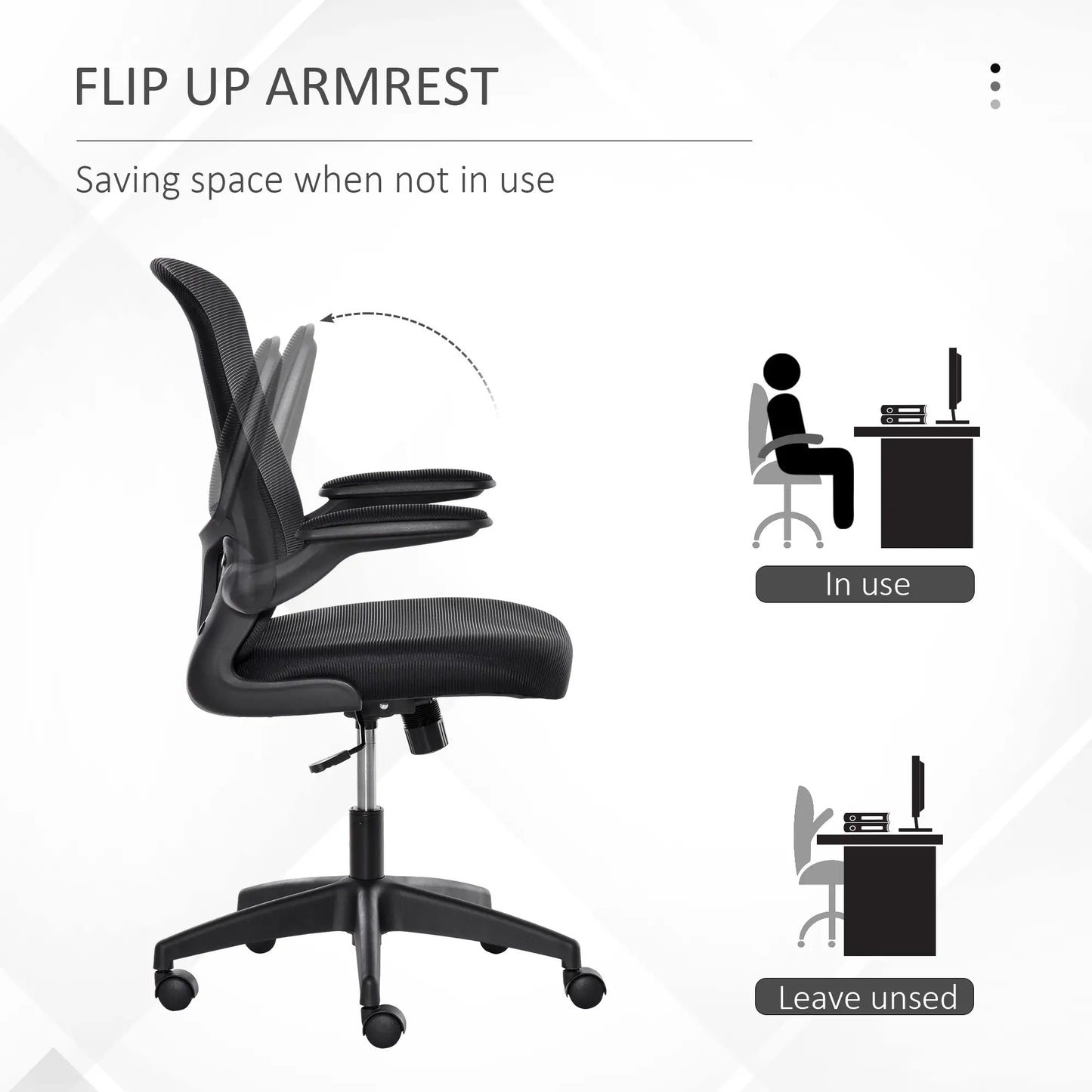 Mesh Office Chair, Swivel Desk Chair, Lumbar Support, Adjustable Height, Flip-Up Arm, Black Office Chairs at Gallery Canada