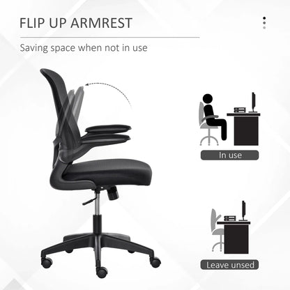 Mesh Office Chair, Swivel Desk Chair, Lumbar Support, Adjustable Height, Flip-Up Arm, Black Office Chairs at Gallery Canada