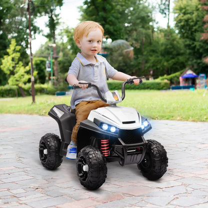 12V Kids ATV, Four Wheels, Spring Suspension, LED Light, MP3, White