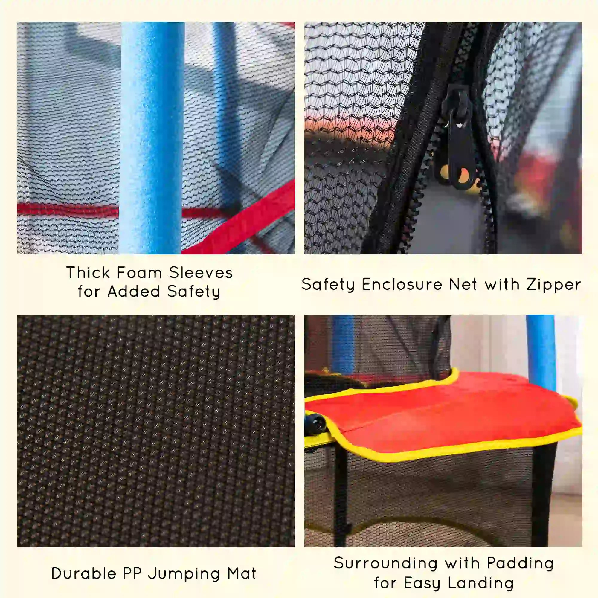 Kids Trampoline with Safety Net, Pad, Indoor Outdoor, Age 3-10, Multi-Coloured Trampolines at Gallery Canada