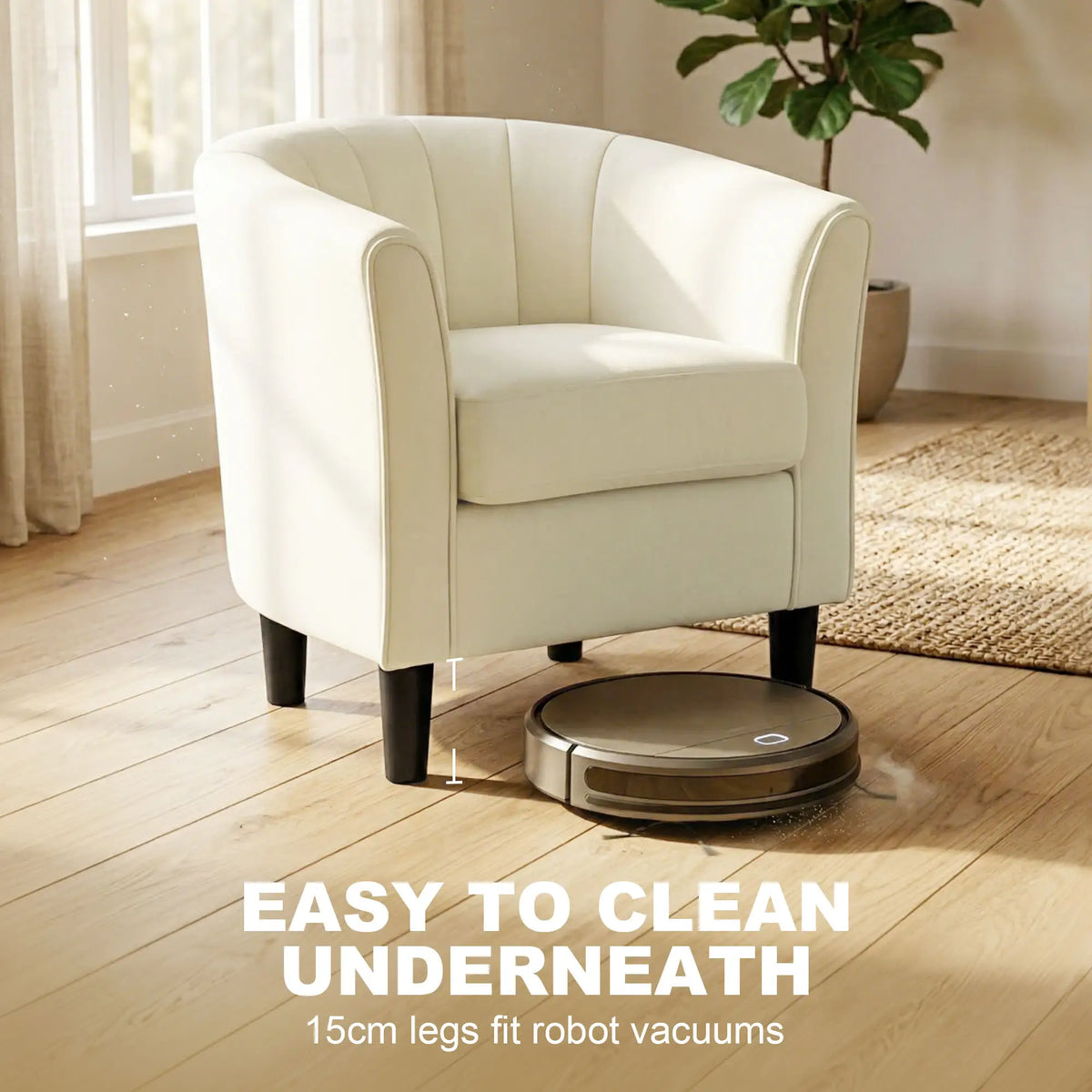 Accent Chair Modern Upholstered Living Room Chair with Ottoman and Pocket Spring Cushion Cream White Accent Chairs at Gallery Canada