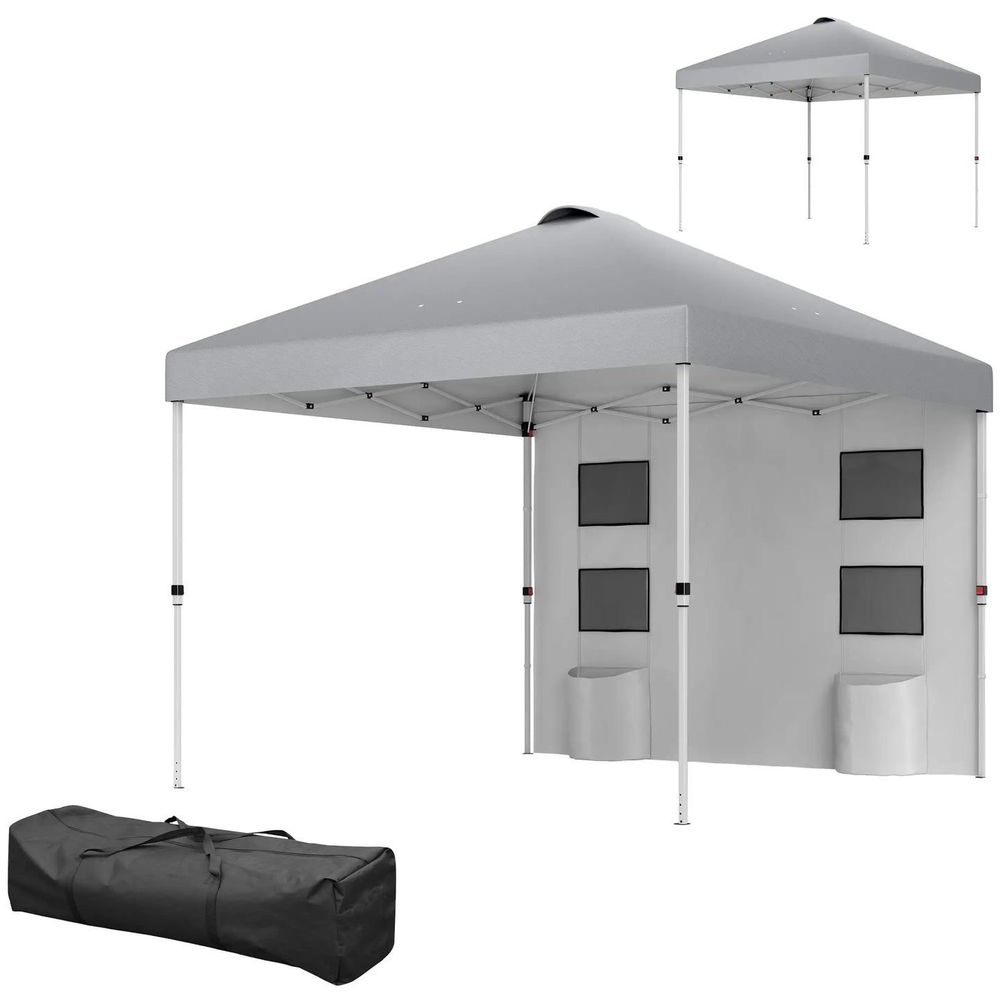 10' x 10' Pop Up Canopy Tent, Adjustable Height, Light Grey Pop Up Canopies Light Grey at Gallery Canada