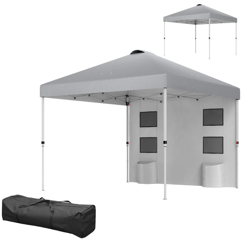 10' x 10' Pop Up Canopy Tent, Adjustable Height, Light Grey