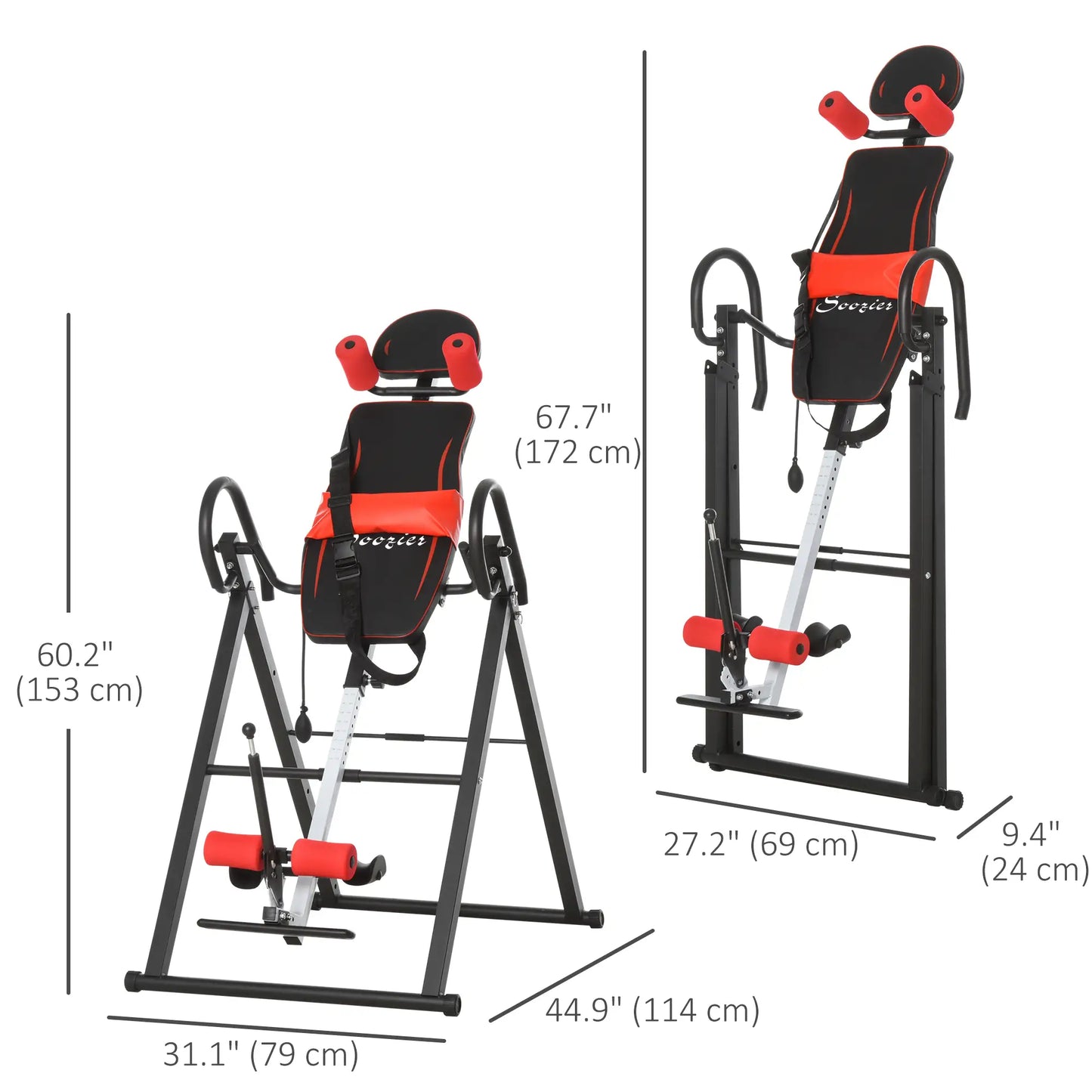 Adjustable Folding Inversion Table, 20°/40°/60°, Safety Belt, Waist Pad Strength Training Equipment at Gallery Canada