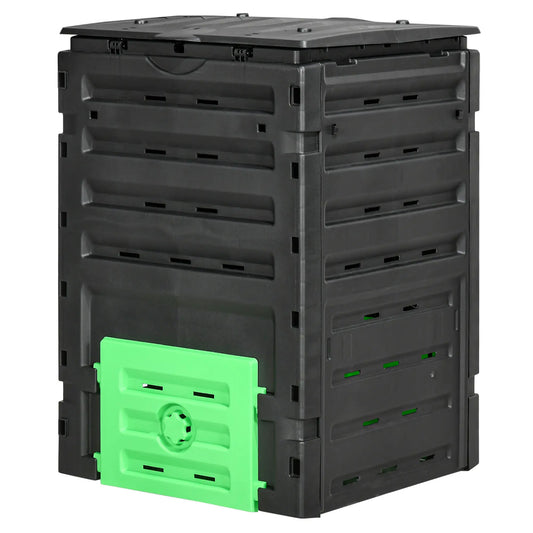 Garden Composter, 120 Gallon (450L), 80 Vents, 2 Sliding Doors, Black Outdoor Compost Bin Black at Gallery Canada