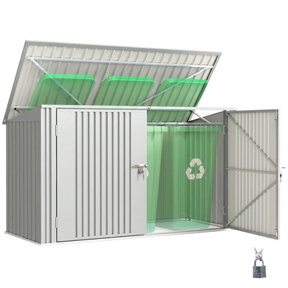 7.6 x 3.4ft Storage Shed, 3 Bin Organizer, Lockable Doors, Silver Grey Sheds at Gallery Canada