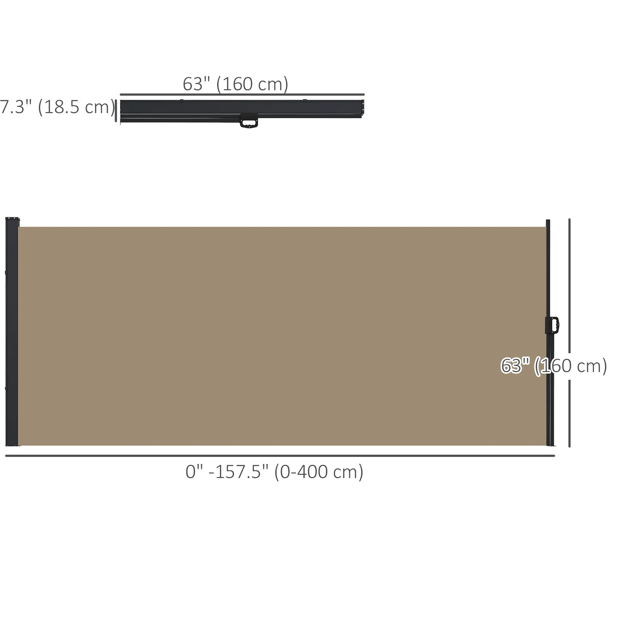 13' x 5' Retractable Side Awning, Outdoor Privacy Screen, Khaki Retractable Side Awning at Gallery Canada