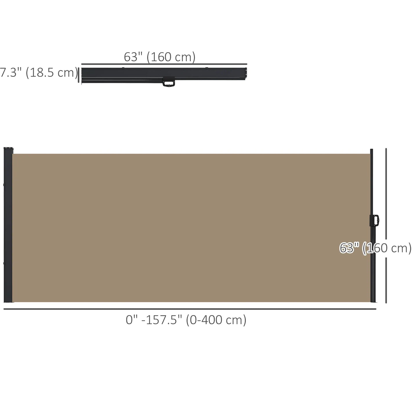 13' x 5' Retractable Side Awning, Outdoor Privacy Screen, Khaki Retractable Side Awning at Gallery Canada