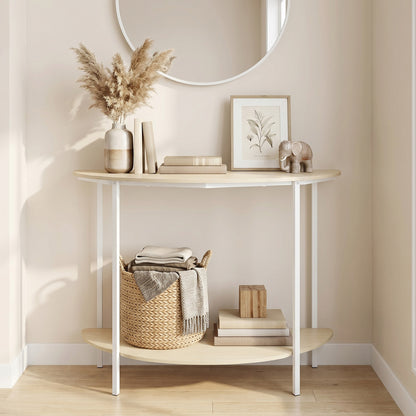 Half Moon Console Table 40 inch, 2-Tier, Oak Console Tables at Gallery Canada