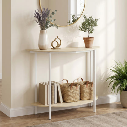 Half Moon Console Table 40 inch, 2-Tier, Oak Console Tables at Gallery Canada