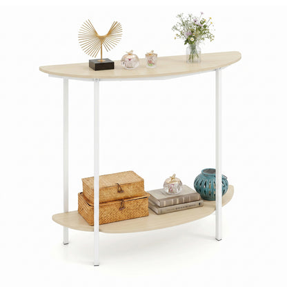 Half Moon Console Table 40 inch, 2-Tier, Oak Console Tables Oak at Gallery Canada