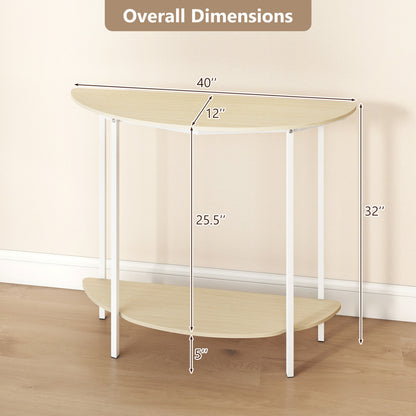 Half Moon Console Table 40 inch, 2-Tier, Oak Console Tables at Gallery Canada