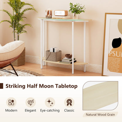 Half Moon Console Table 40 inch, 2-Tier, Oak Console Tables at Gallery Canada