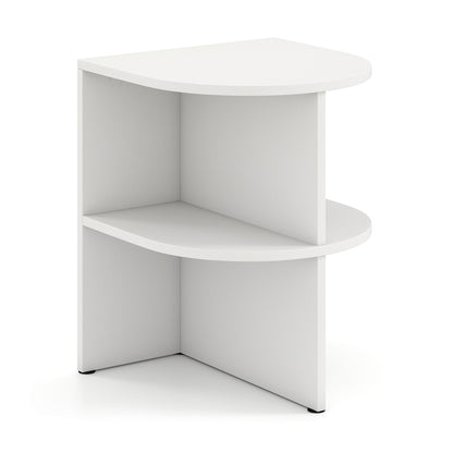 Half Round End Table with Open Shelves for Small Space, White