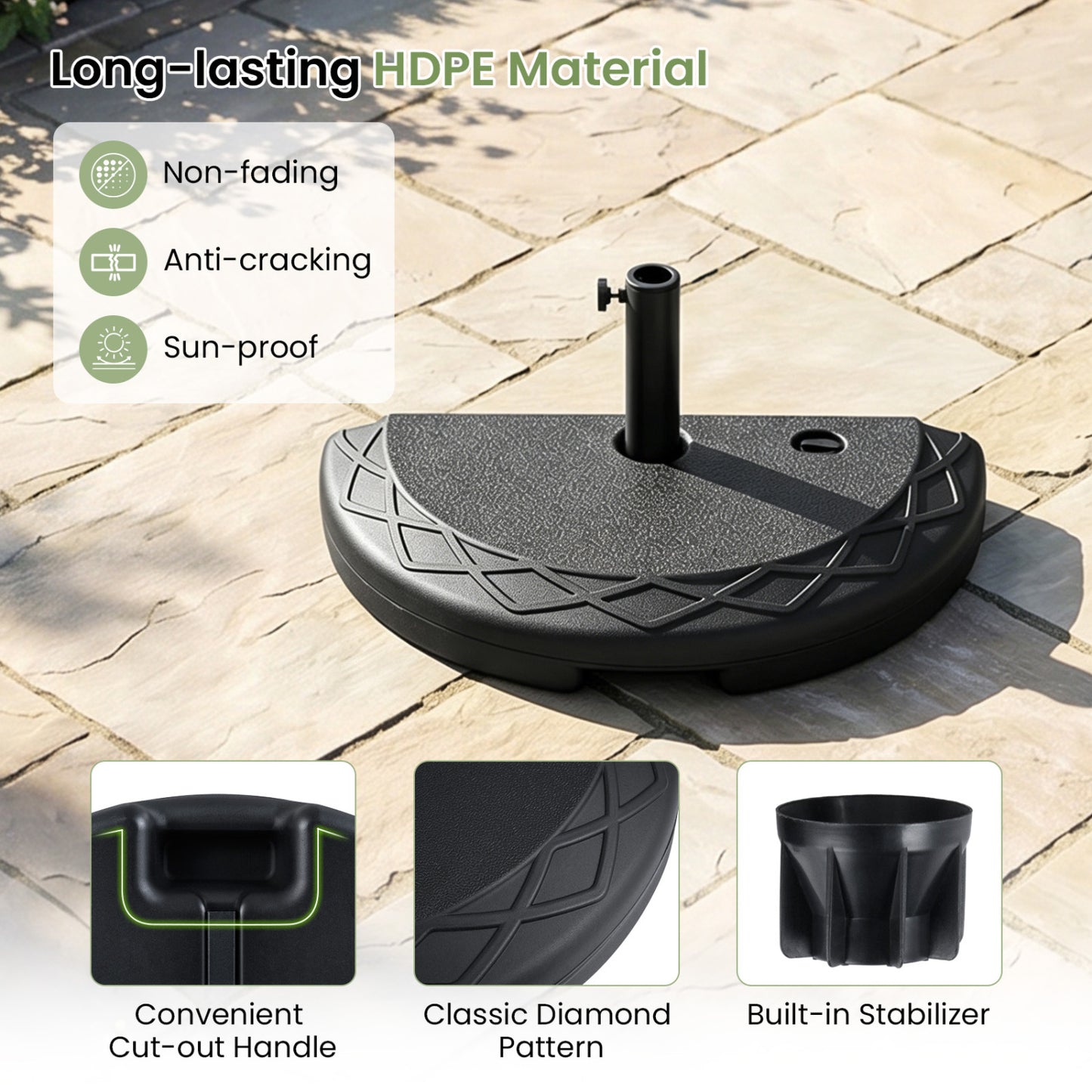 Half Round Patio Umbrella Base, 44 Lbs, Fillable Outdoor Umbrella Bases at Gallery Canada